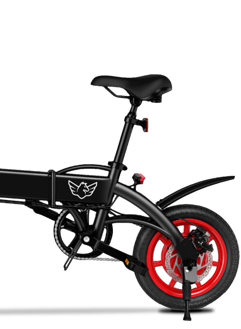 ويندهورس دراجة C19 الكهربائية القابلة للطي للكبار، محرك بدون فرشاة 350 واط، بطارية 36V 8Ah، سرعة قصوى 35 كم/س، مدى 35 كم، إطارات 14 إنش، هيكل من سبيكة الكربون، فرامل قرصية مزدوجة، مقعد قابل للتعديل - Image 4